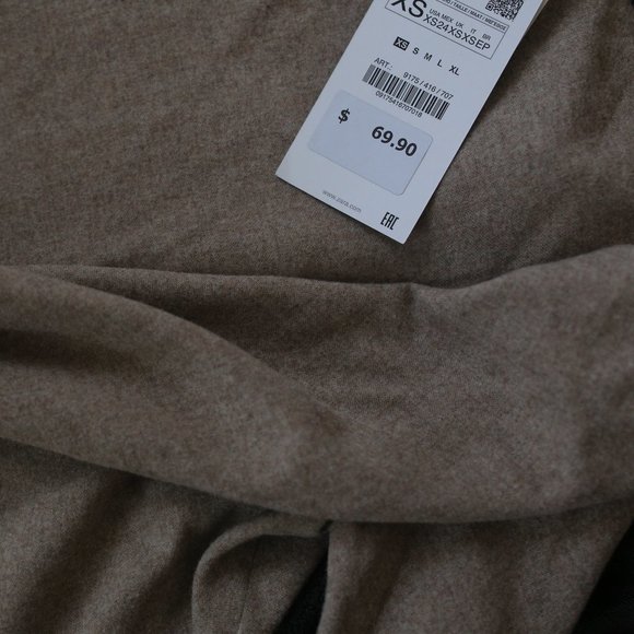 NWT BEIGE TAUPE BROWN FITTED WOOL BLEND TOP. - Picture 8 of 11